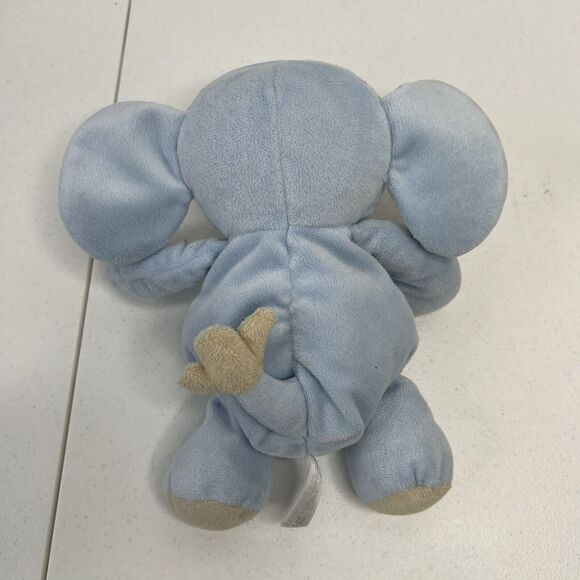 Carters Blue Elephant Stuffed Animal Plush Beanie Bottom 9 Inch Embroidered Eyes - Picture 4 of 7